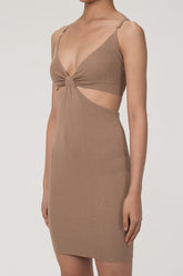 Boho Chic Deep V BH Spaghettiträger Cutout Strandurlaub Strick Minikleid